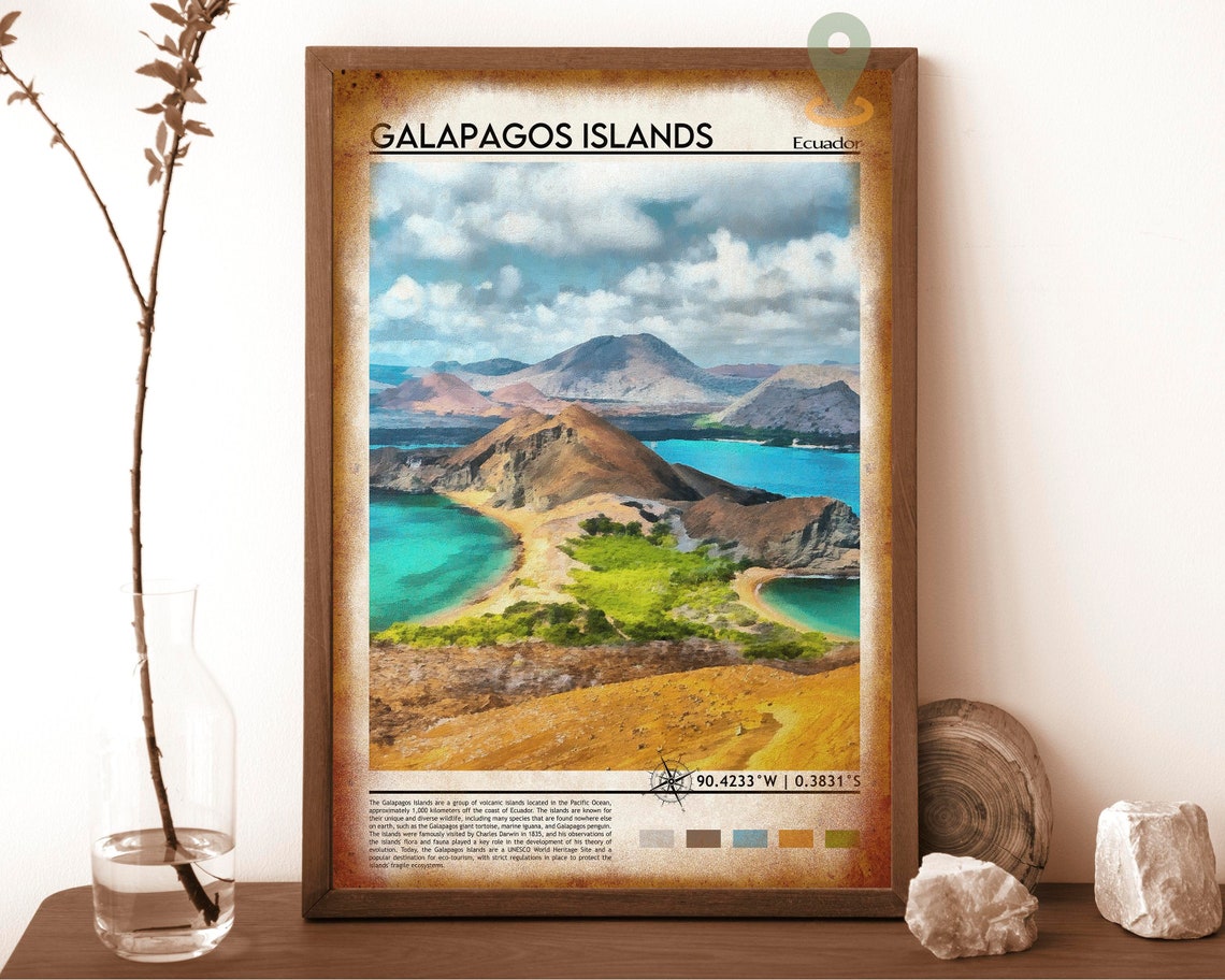 Galapagos Islands Ecuador Turquoise Bays Volcanic Hills Poster - Image 6