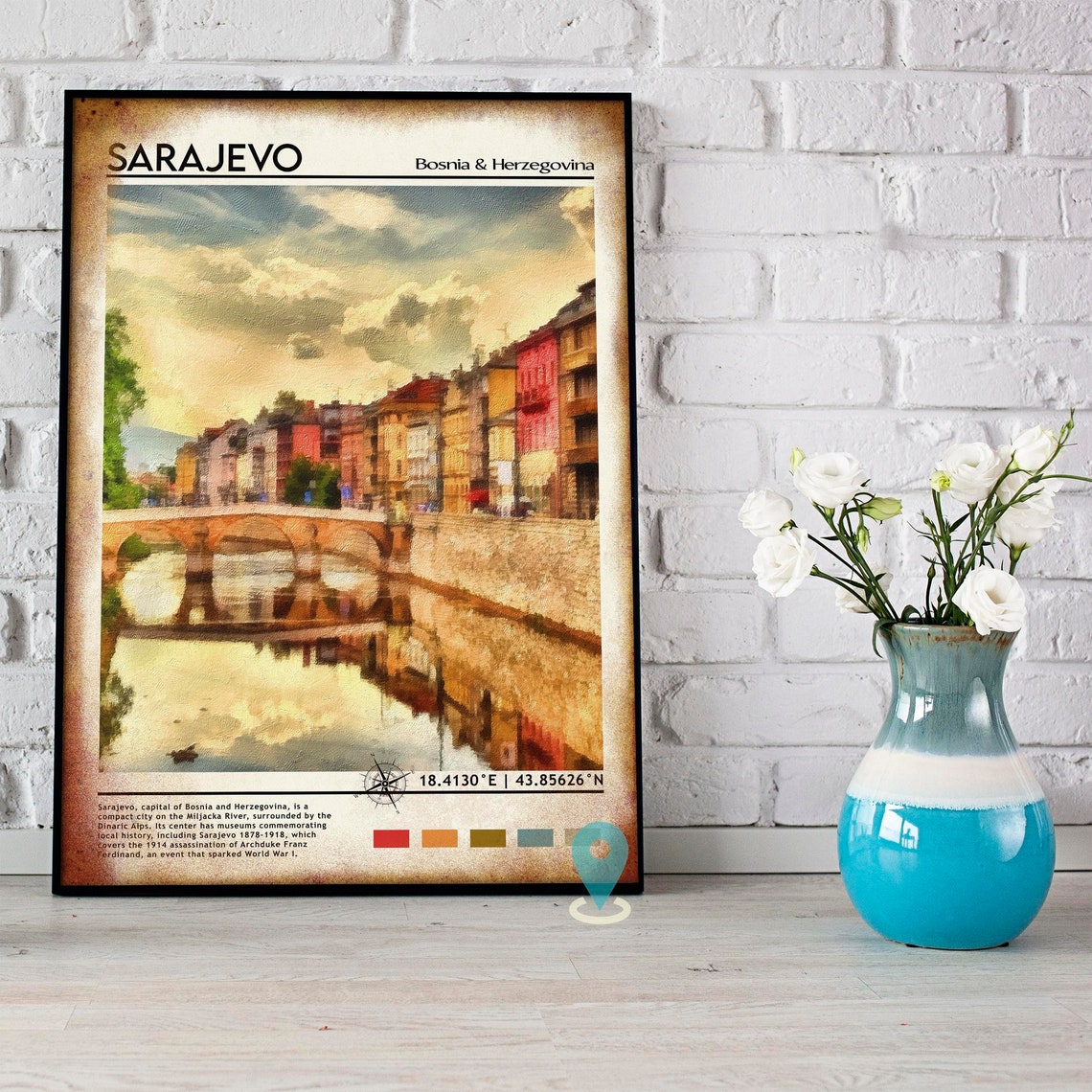 Sarajevo Bosnia Historic River Bridge Old Town Travel Poster - Image 4