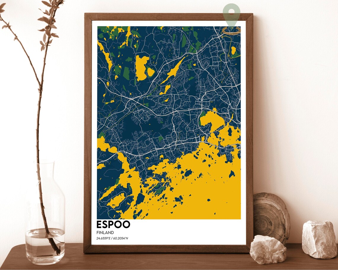 Espoo Finland Pastel Coastal City Street Map Nordic Design Poster - Image 6