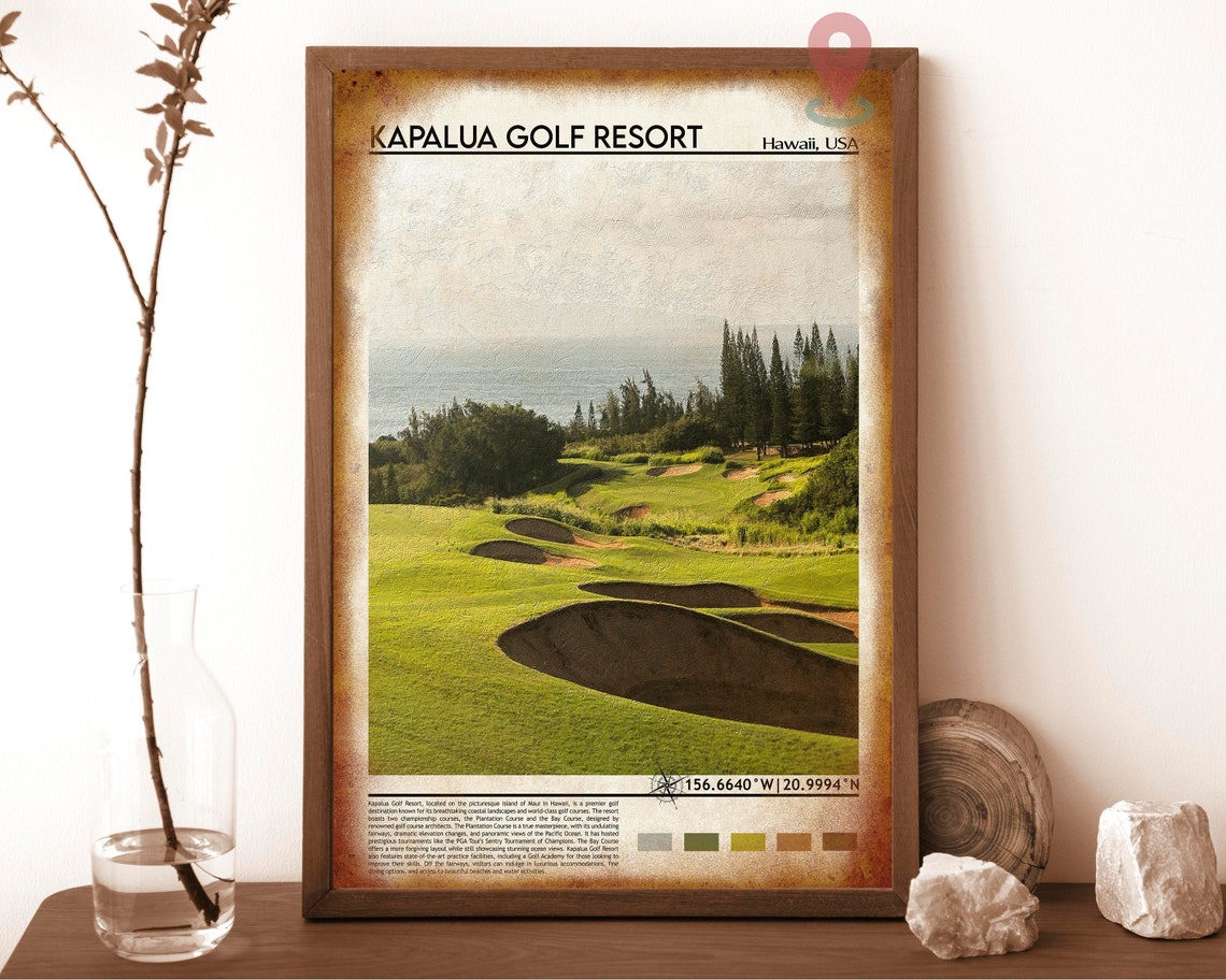 Kapalua Golf Resort Hawaii Maui Bunker Ocean Course Sports Poster - Image 6