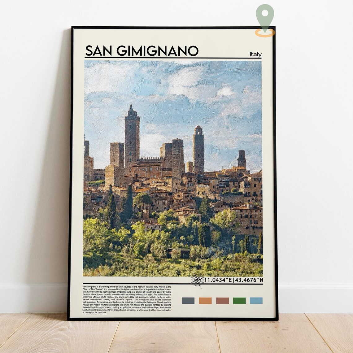 San Gimignano Italy Tuscan Medieval Stone Towers Travel Art Print - Image 2