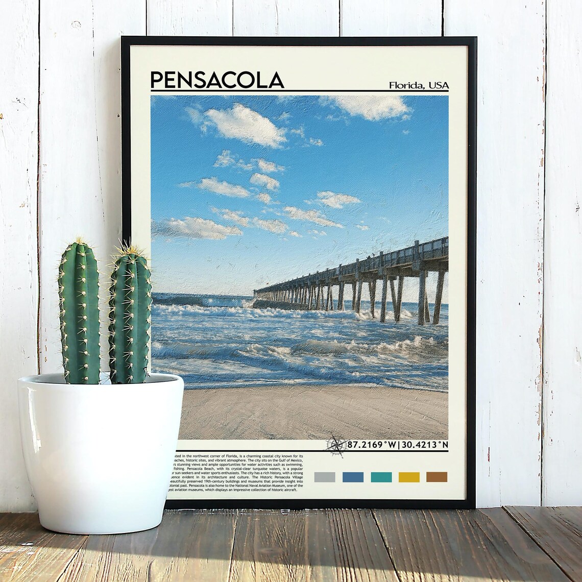 Pensacola Florida Fishing Pier Ocean Photo Beach Travel Wall Art - Image 3