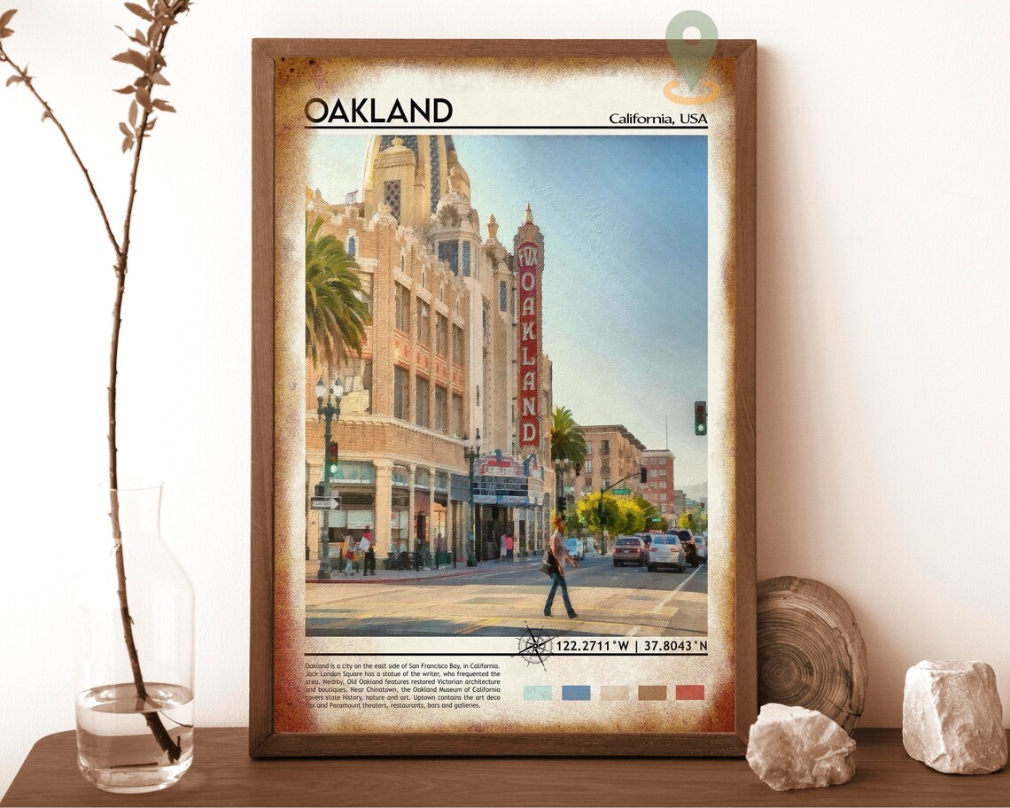 Oakland California Fox Theatre Broadway Travel Poster Street - Image 6