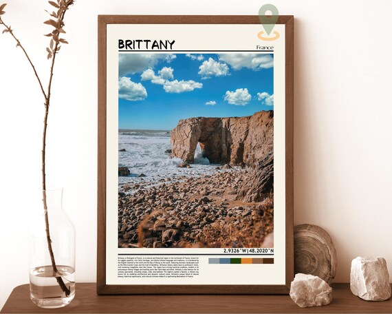 Brittany France Rugged Rocky Coastline Sea Arch Ocean Poster