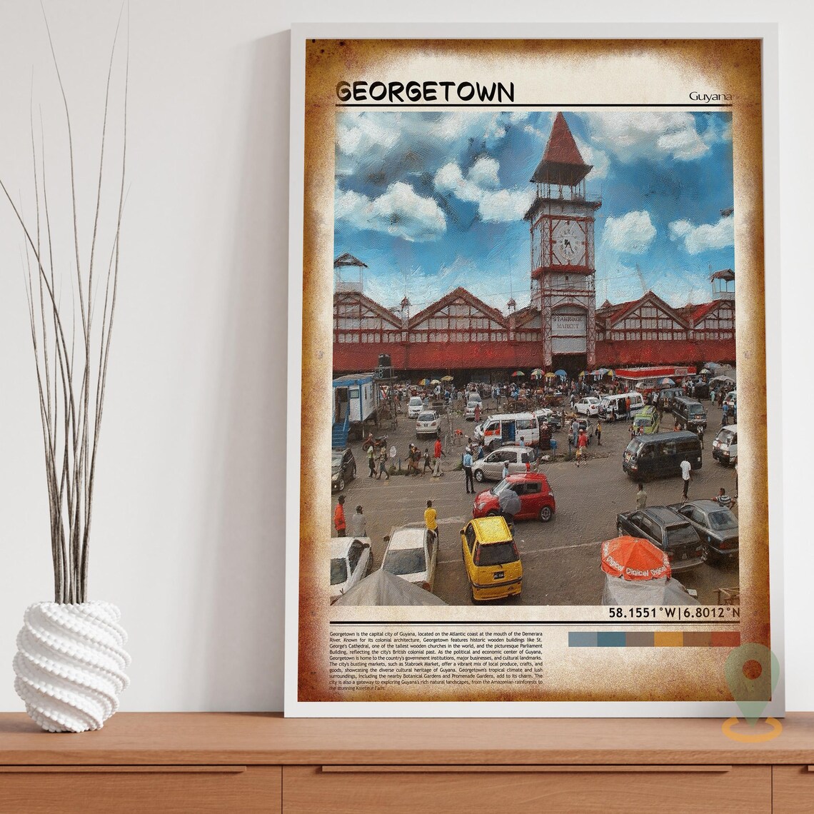 Georgetown Guyana Stabroek Market Historic Clock Tower Poster - Image 3