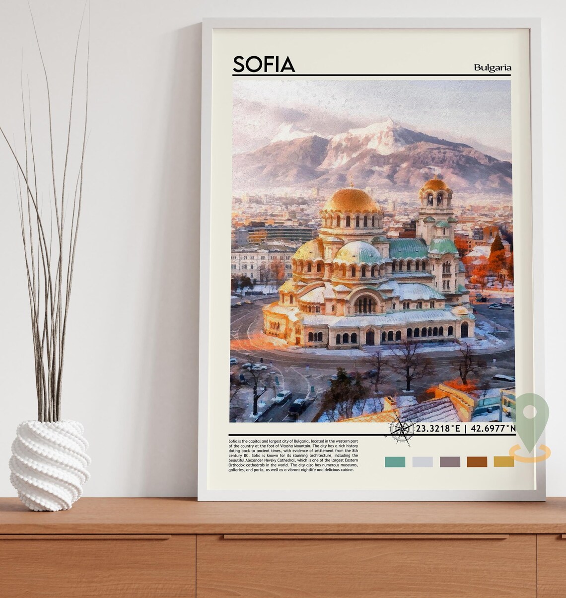 Sofia Bulgaria Golden Alexander Nevsky Cathedral Painted Cityscape Poster - Image 4