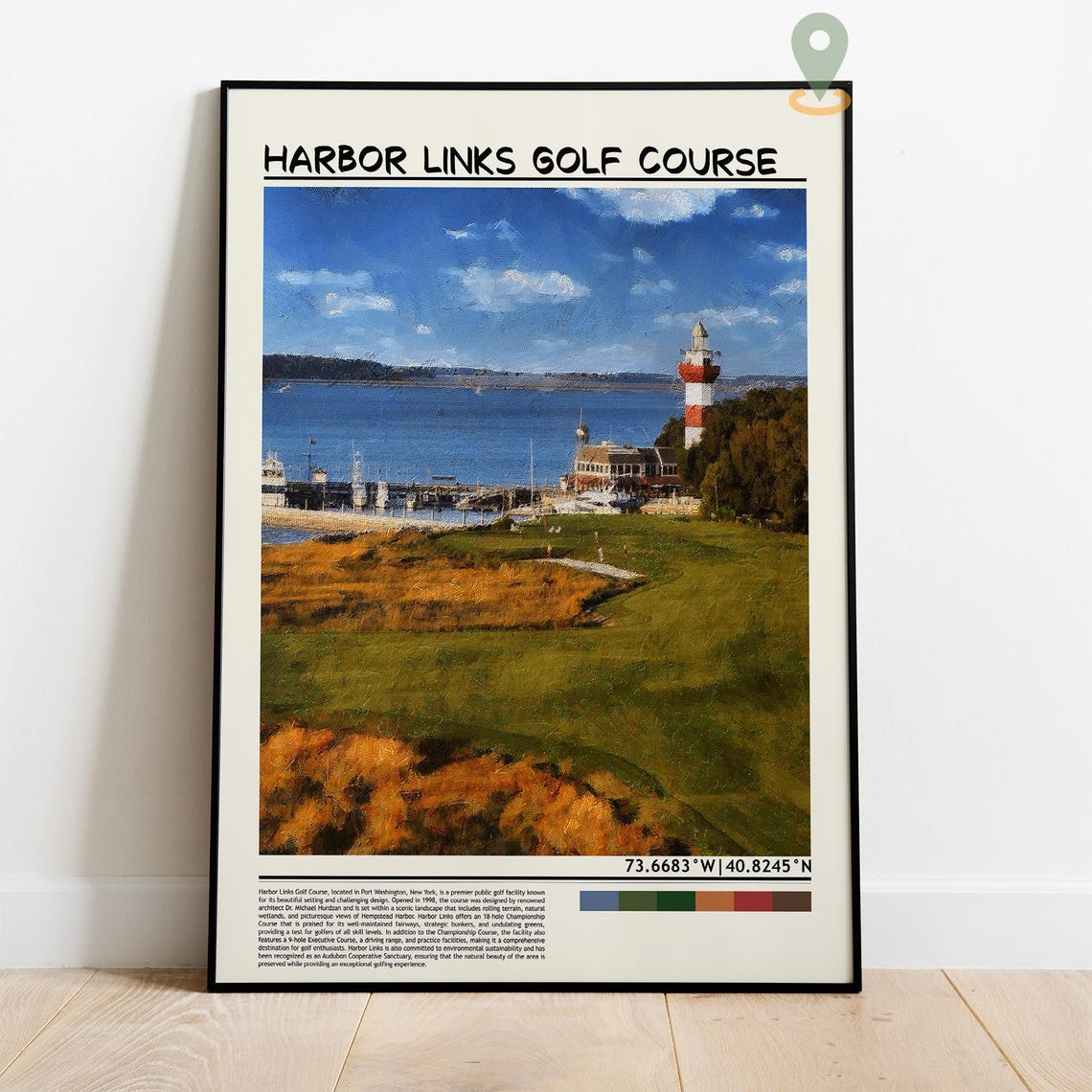 Harbor Links Golf Course Harbor Marina Lighthouse View Poster - Image 3