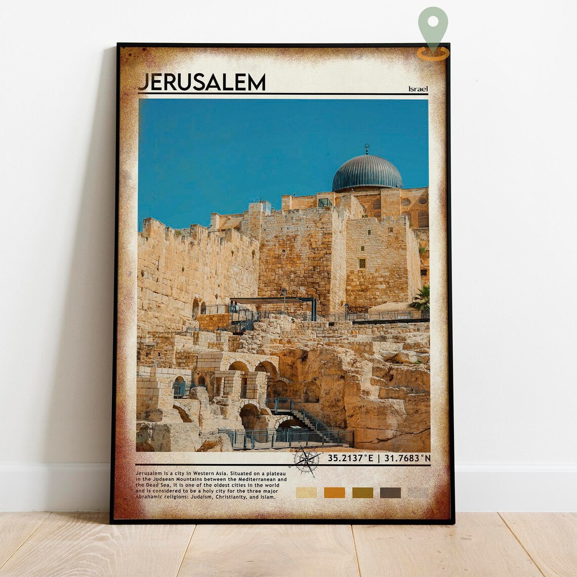 Jerusalem Israel Ancient Stone Walls Dome Historic City Poster - Image 4