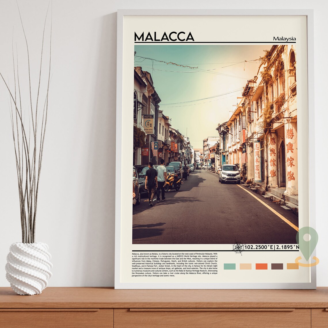 Malacca Malaysia Historic Jonker Street Shophouses Travel Poster - Image 3