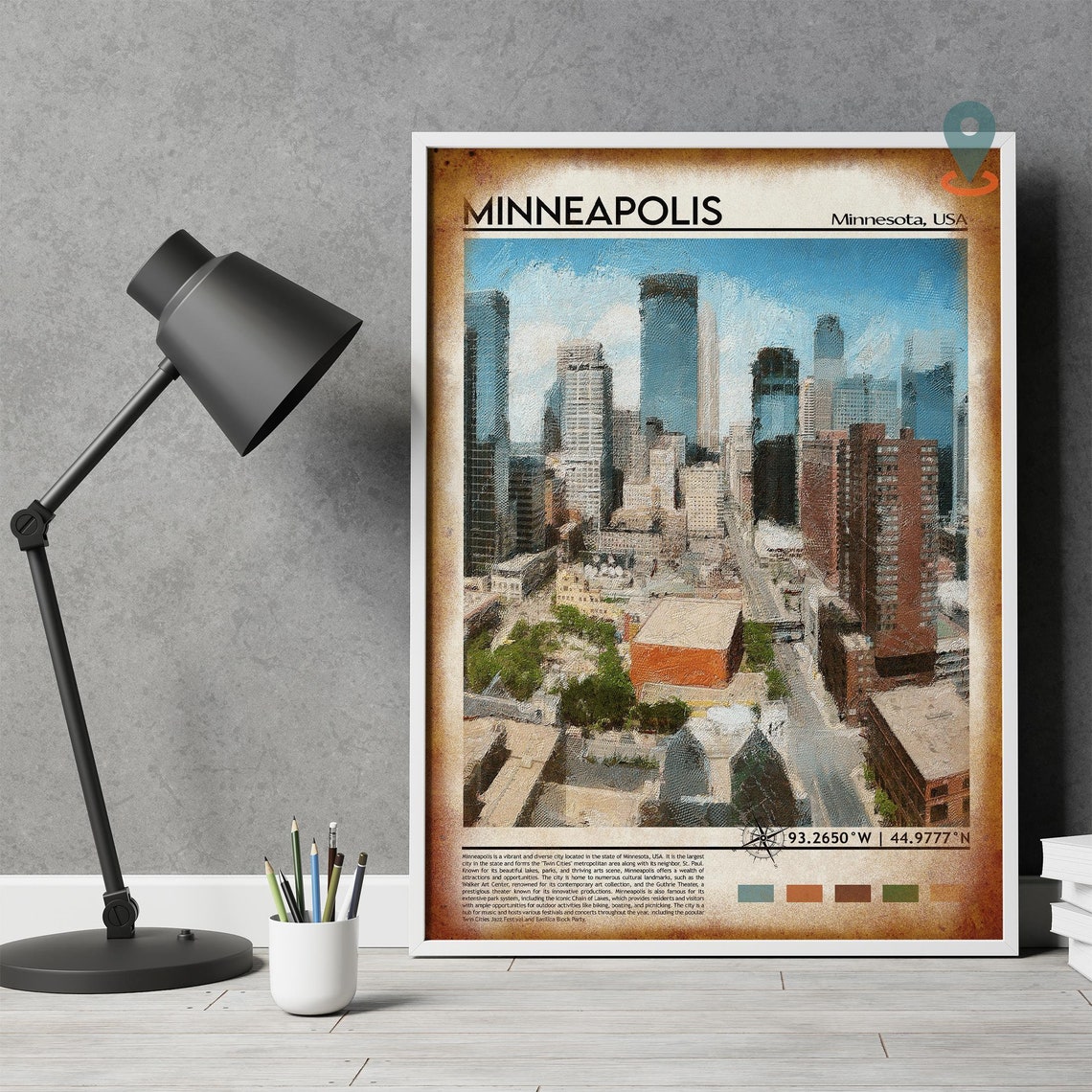 Minneapolis Minnesota Skyline Downtown Skyscraper City USA Poster - Image 4