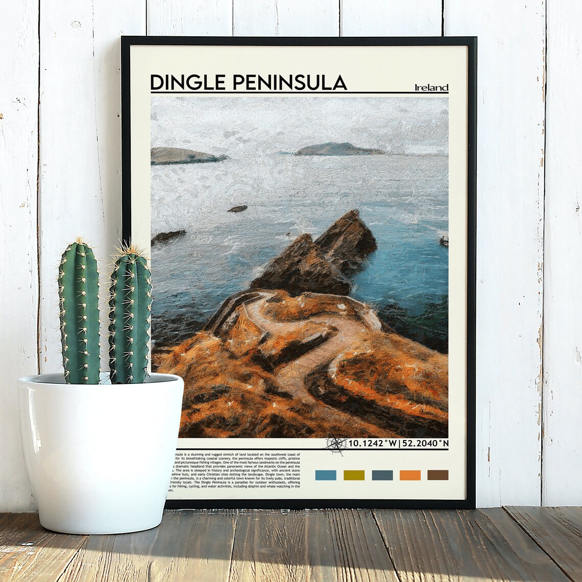Dingle Peninsula Ireland Rocky Coast Watercolor Travel Poster - Image 5