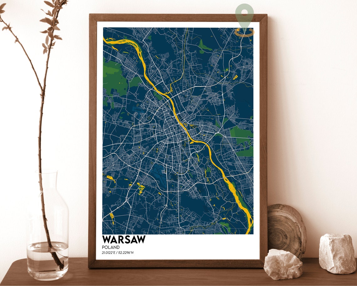 Warsaw Map Warsaw Map Print Warsaw City Map Warsaw Wall Art Warsaw Travel Poster Warsaw Poster Warsaw Photo Warsaw Poster Print