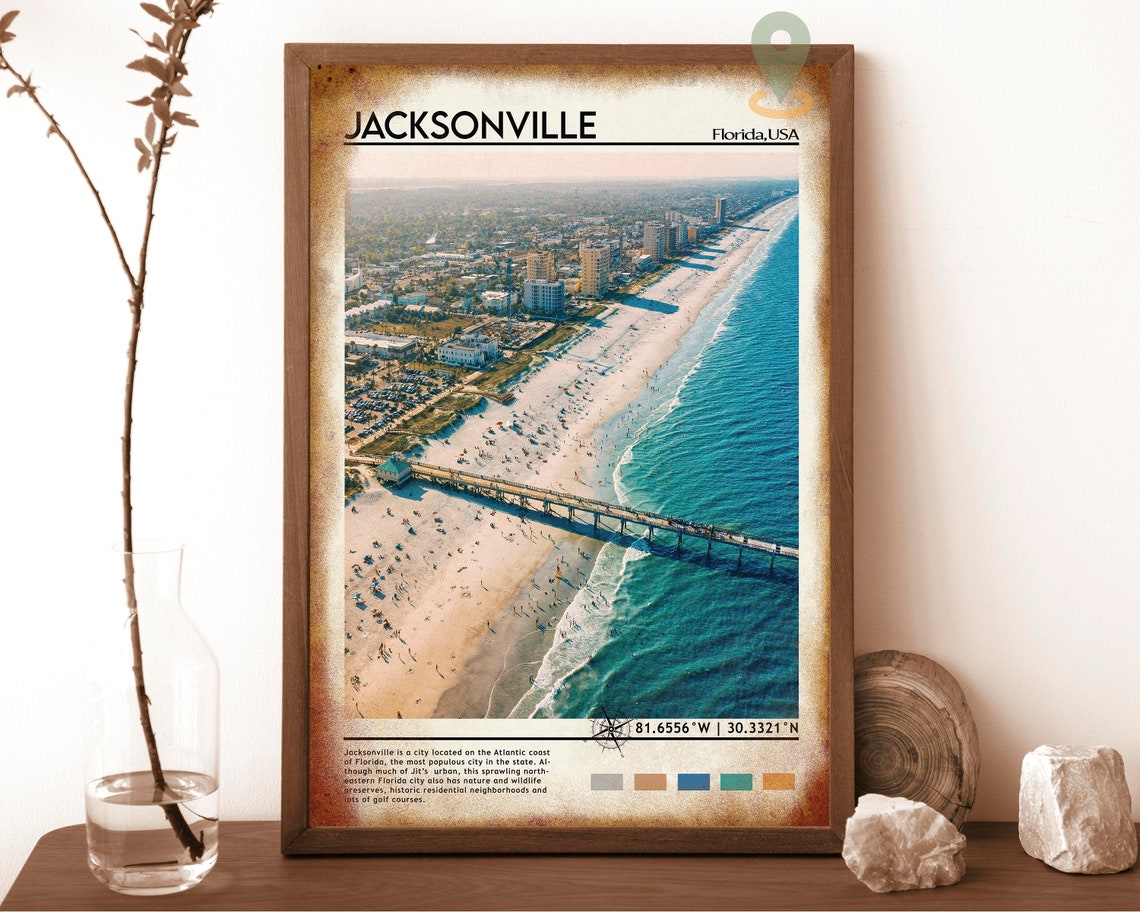 Jacksonville Print Jacksonville Poster Jacksonville Wall Art Jacksonville City Travel Jacksonville Art Print Jacksonville Florida Print - Image 6