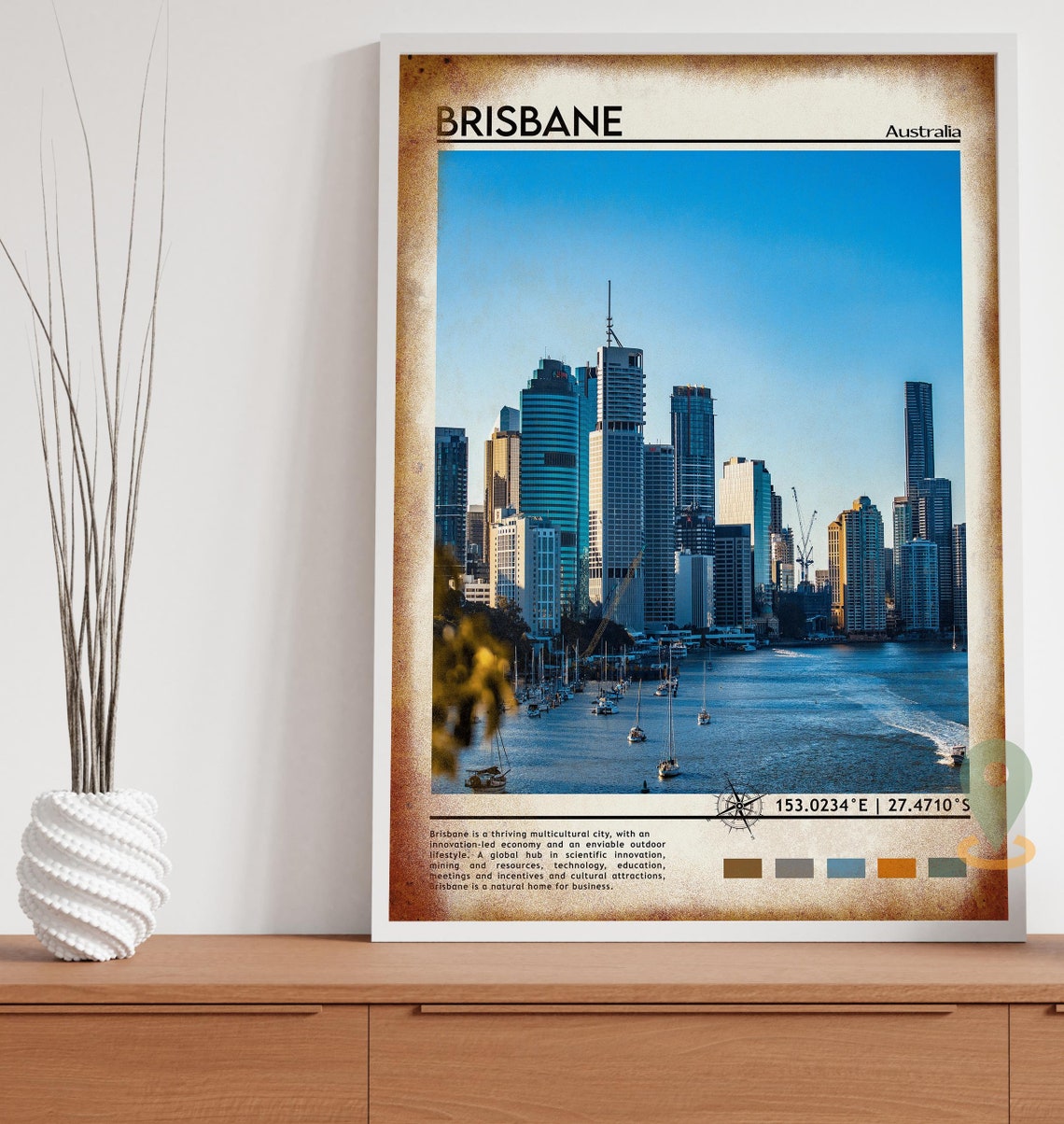 Brisbane Print Vintage Poster Brisbane Art Brisbane Poster Brisbane Photo Brisbane Poster Print Australia Poster Travel Gift - Image 3