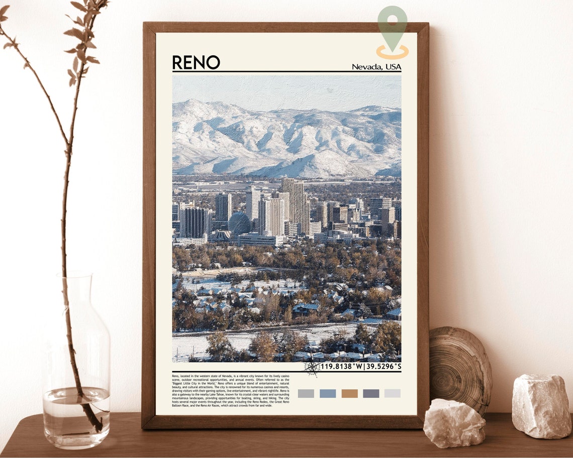 Reno Print Reno Poster Reno Wall Art Reno Travel Reno Art Print Reno Artwork Reno Photo Reno Nevada Print Reno City Reno Art