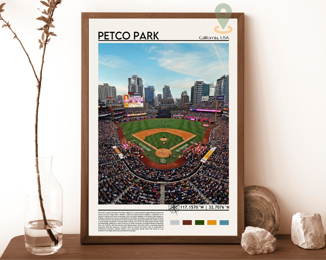 Petco Park San Diego Baseball Stadium Game Day Crowd Art Poster