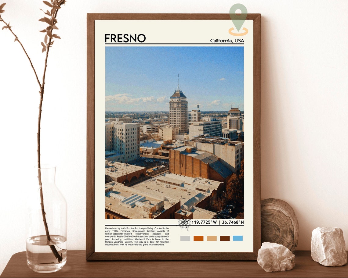 Fresno Print Fresno City Poster Fresno Wall Art Fresno Travel Fresno Art Print Fresno Artwork Fresno Photo Fresno California Print