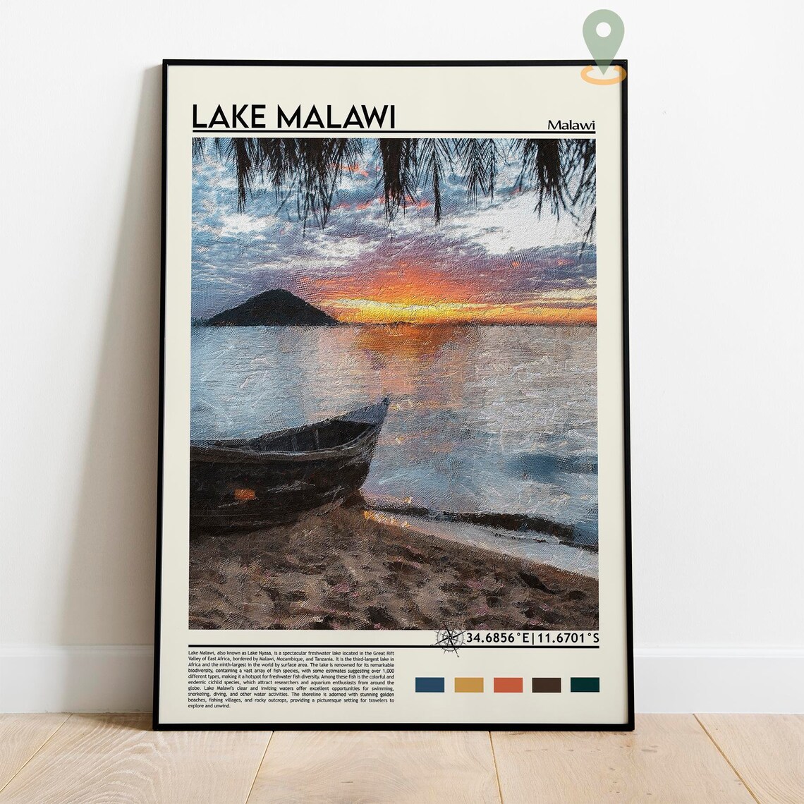 Lake Malawi Sunset Fishing Boat Golden Hour Africa Travel Poster - Image 2