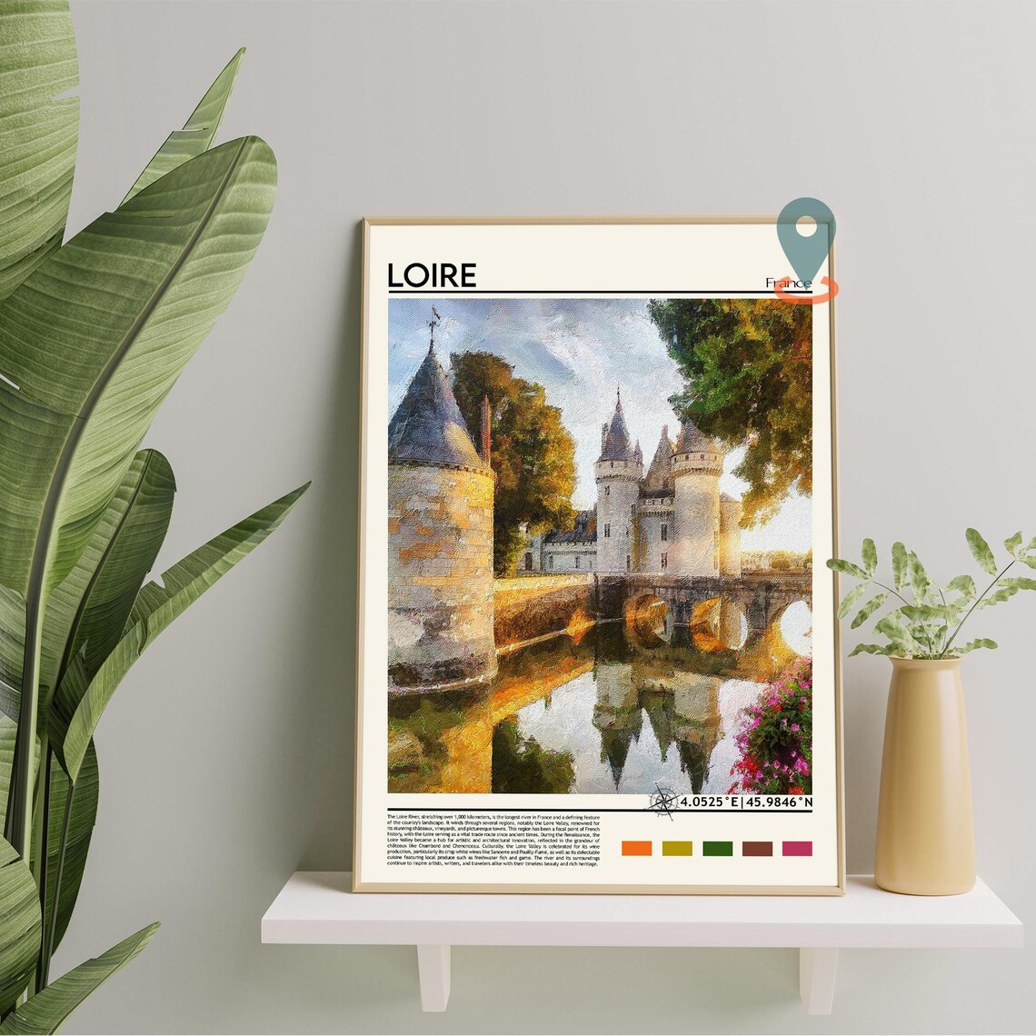 Loire France Fairytale Chateau Towers Reflection Painterly Art Poster - Image 3
