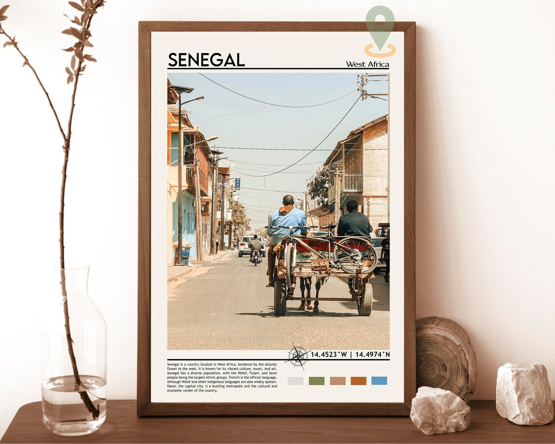 Senegal West Africa Horse Cart Street Scene Daily Life Poster