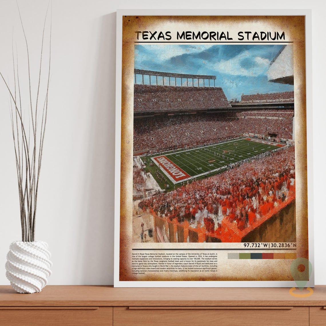 Texas Memorial Stadium Austin Longhorns Football Game Day Poster - Image 3