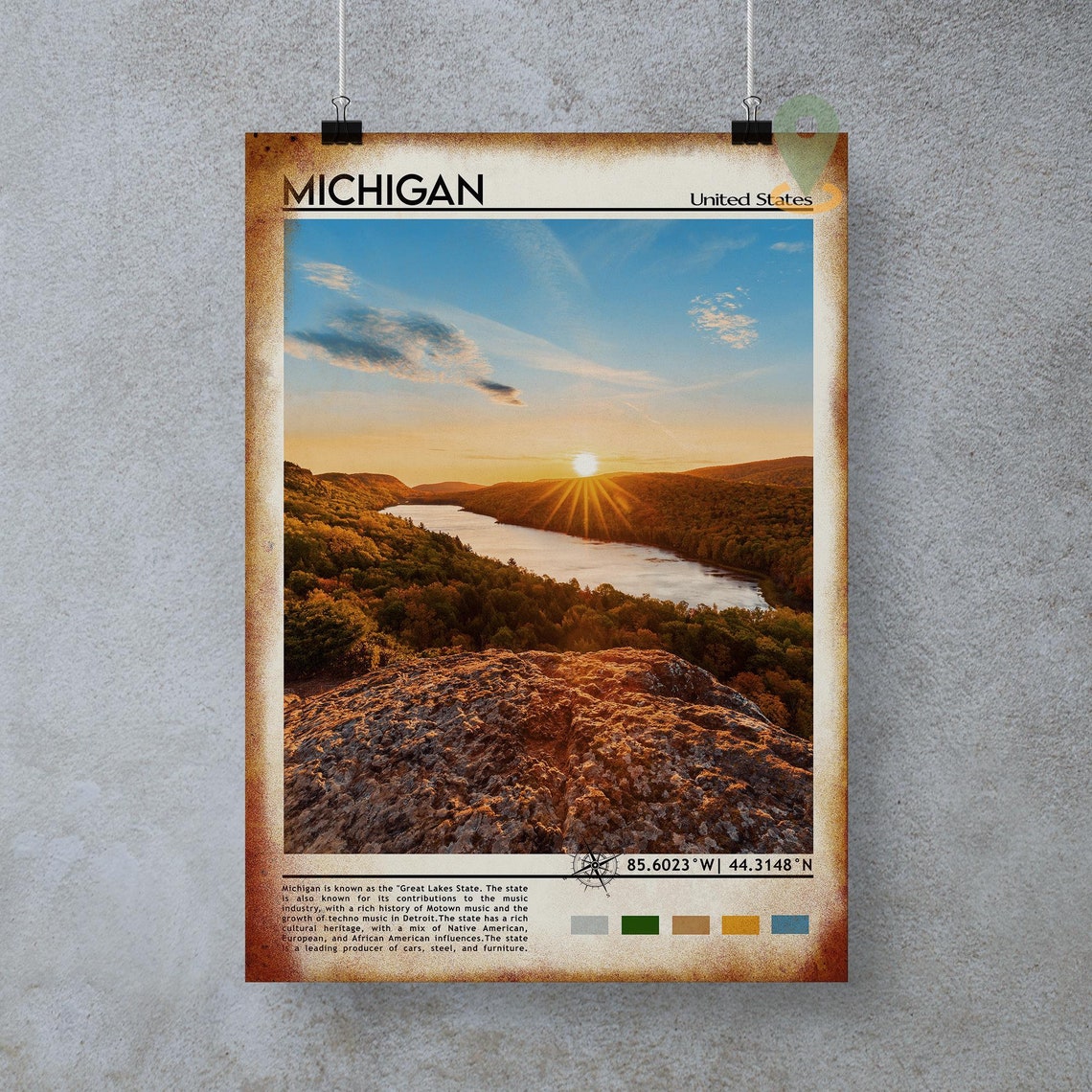 Michigan Print Michigan Art Michigan Poster Michigan Photo Michigan Poster Print Michigan Painting Michigan Travel Poster Lansing - Image 5
