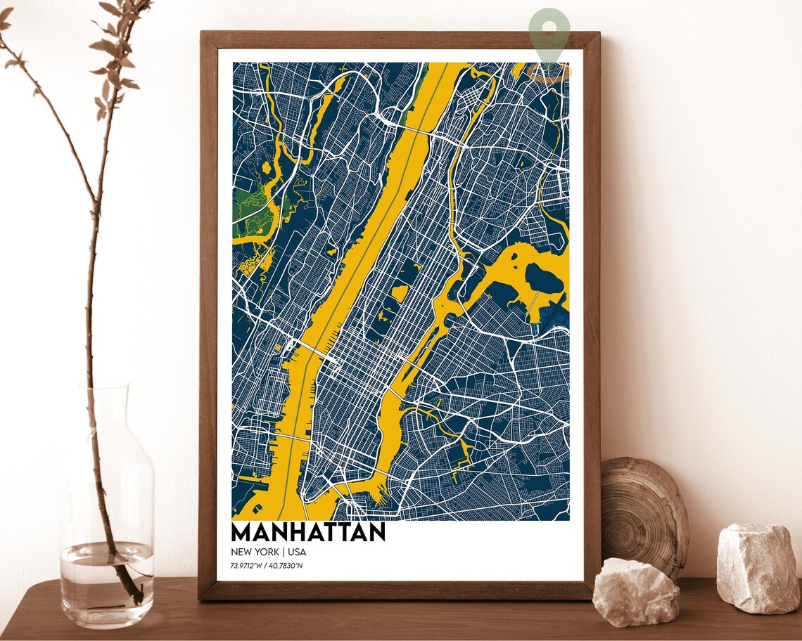 Manhattan New York USA Bold Red City Street Map Art Decor Poster - Image 6