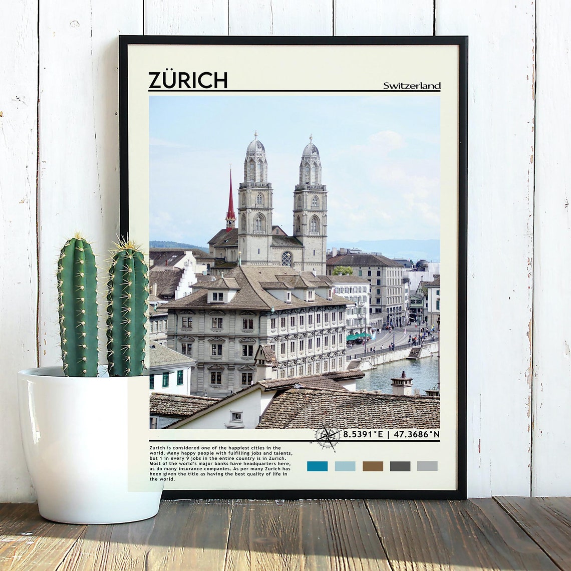 Zurich Print Vintage Poster Zurich Wall Art Zurich Poster Zurich Photo Zurich Poster Print Zurich Wall Decor Switzerland Art - Image 3