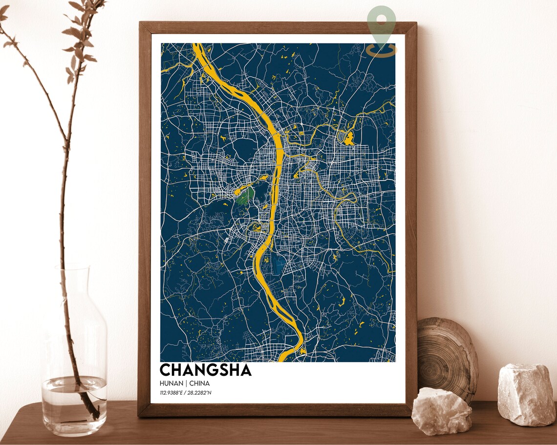 Changsha Hunan China Green Xiang River Modern City Map Design Poster - Image 6