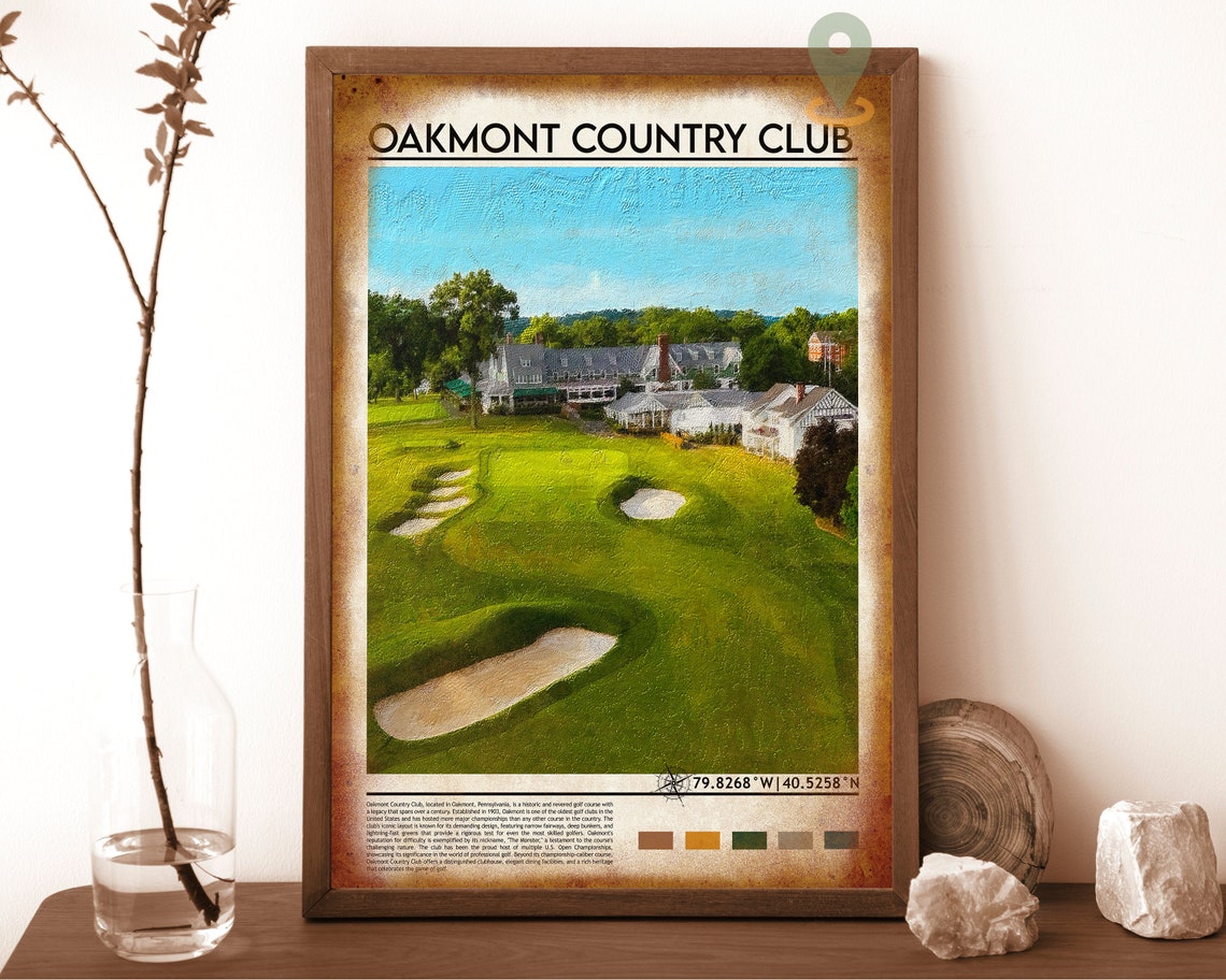 Oakmont Country Club Map Oakmont Country Club Map Print Oakmont Country Club Personalized Map Oakmont Country Club Wall Art - Image 6