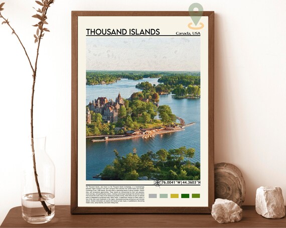 Thousand Islands Boldt Castle Aerial Island River View Travel Print