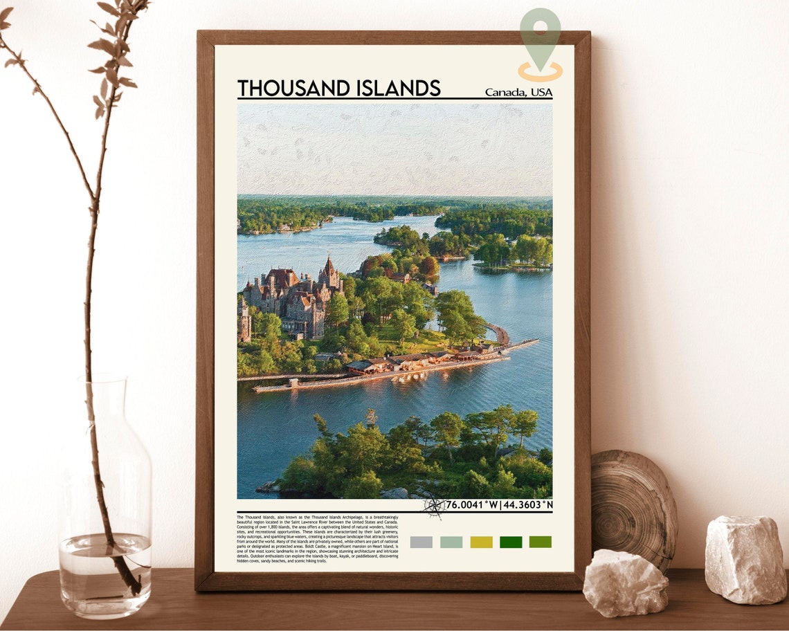 Thousand Islands Boldt Castle Aerial Island River View Travel Print