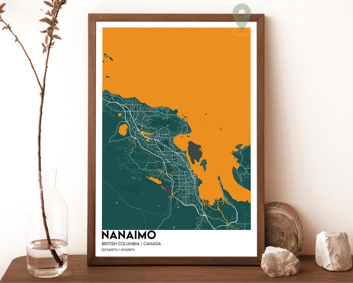 Nanaimo British Columbia Striking Coastal City Map Art Poster - Image 4
