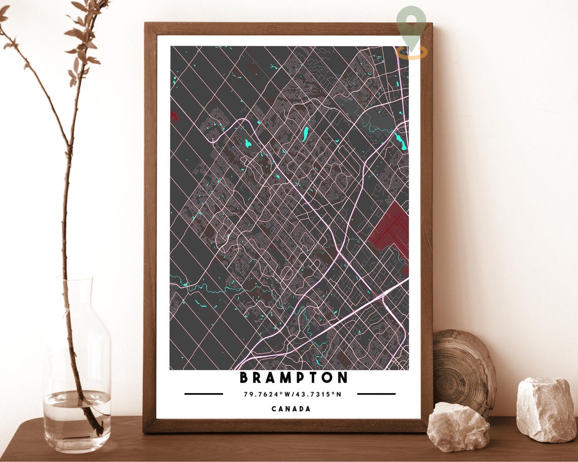 Brampton Canada City Street Map Minimalist Poster Wall Decor - Image 3