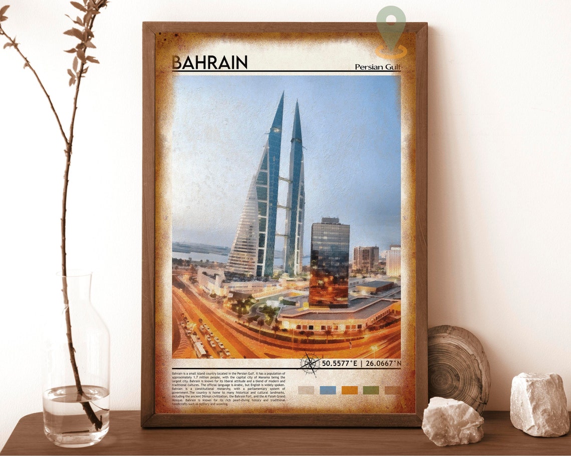 Bahrain Persian Gulf Sail Twin Towers Manama Skyline Dusk Poster - Image 6