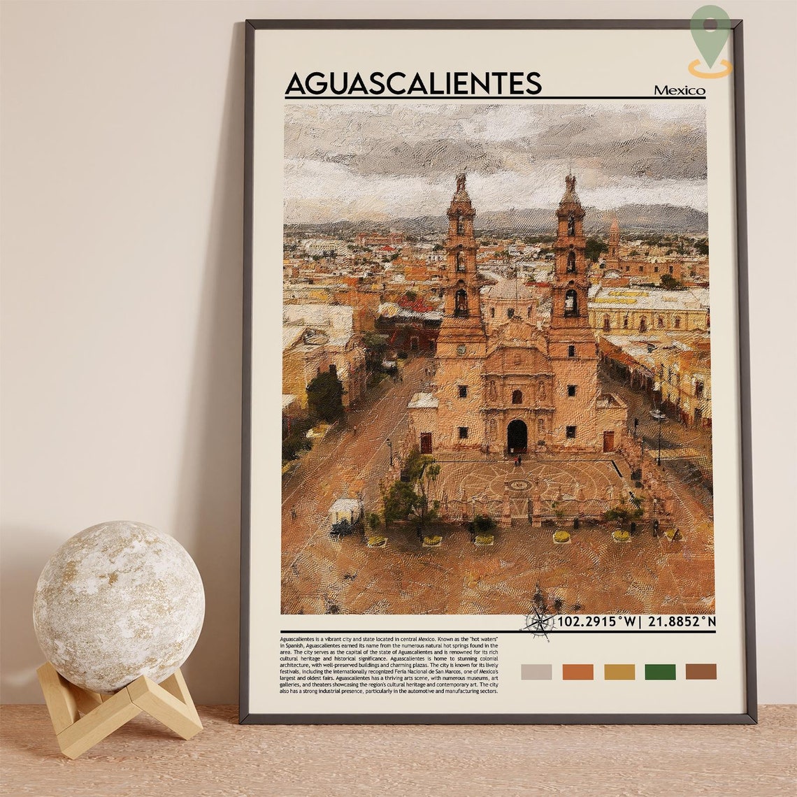 Aguascalientes Mexico Historic Colonial Cathedral Travel Poster - Image 2