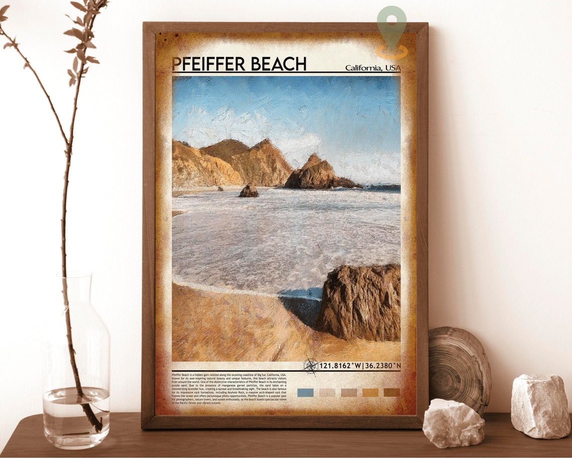 Pfeiffer Beach California Big Sur Rocky Coastline Travel Poster - Image 6