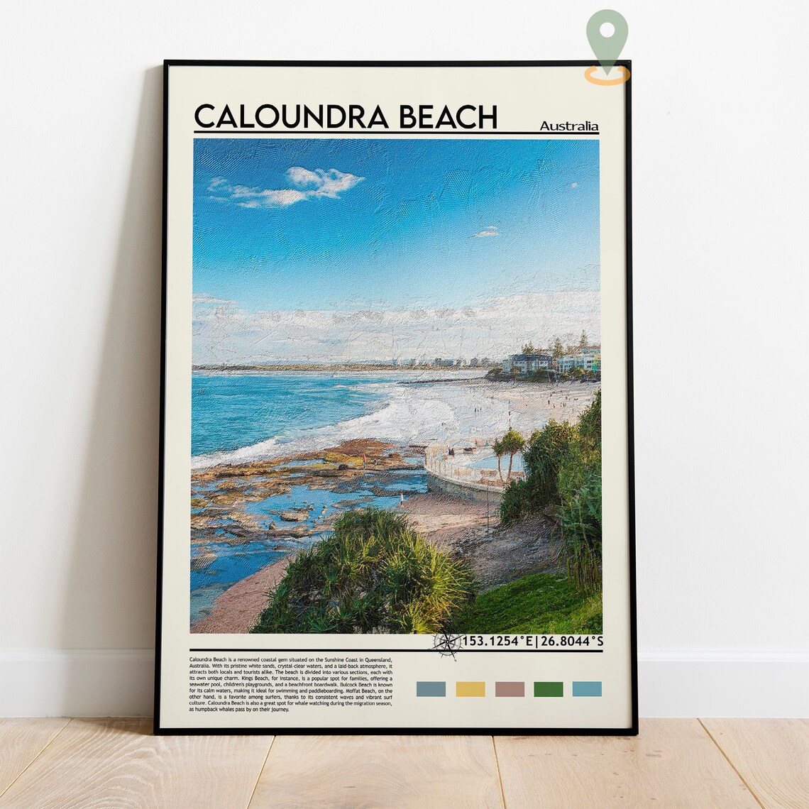 Caloundra Beach Australia Coastal Surf Scenic Ocean Travel Poster - Image 2