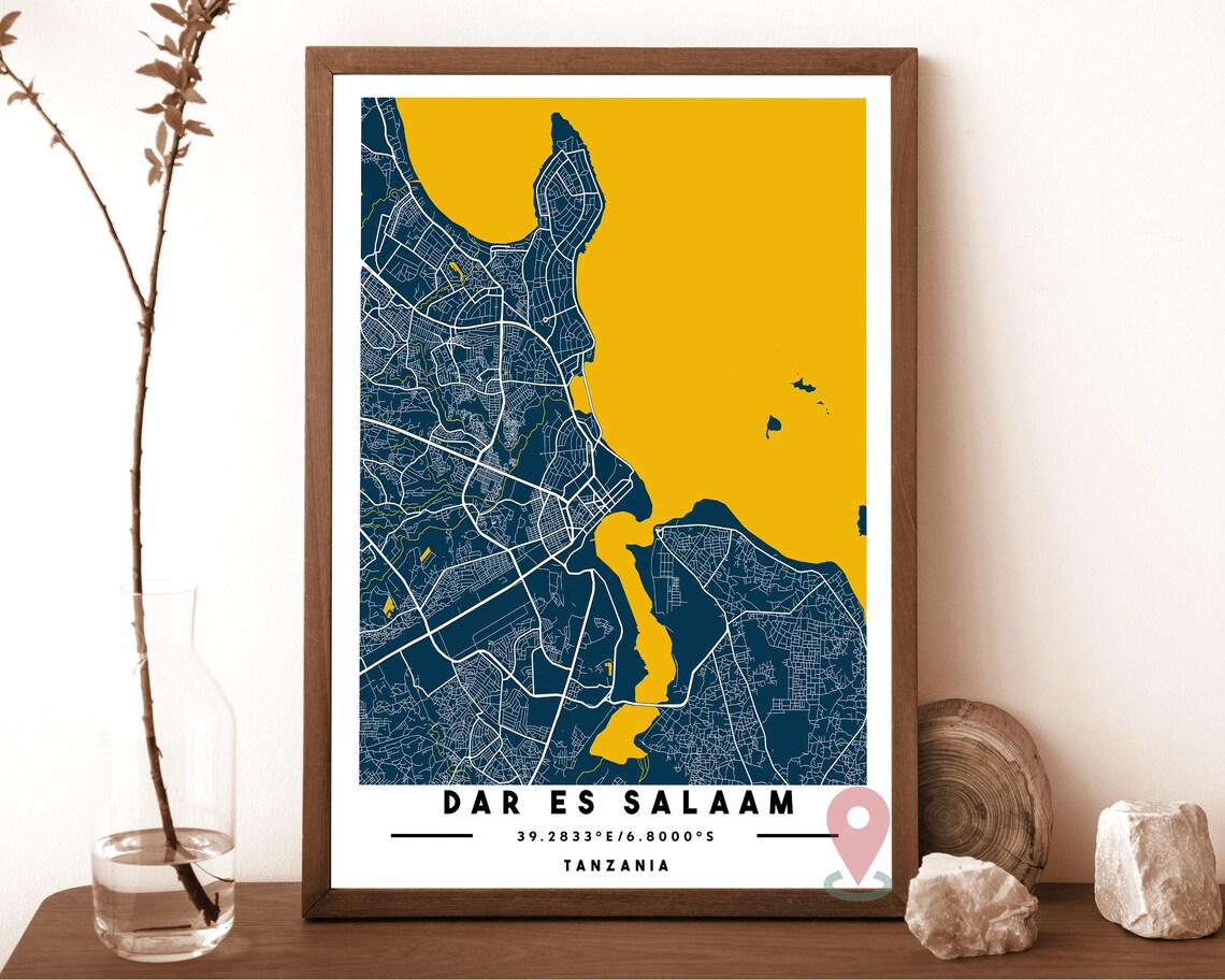 Dar Es Salaam Tanzania Grey Orange City Street Map Coordinates Poster - Image 6