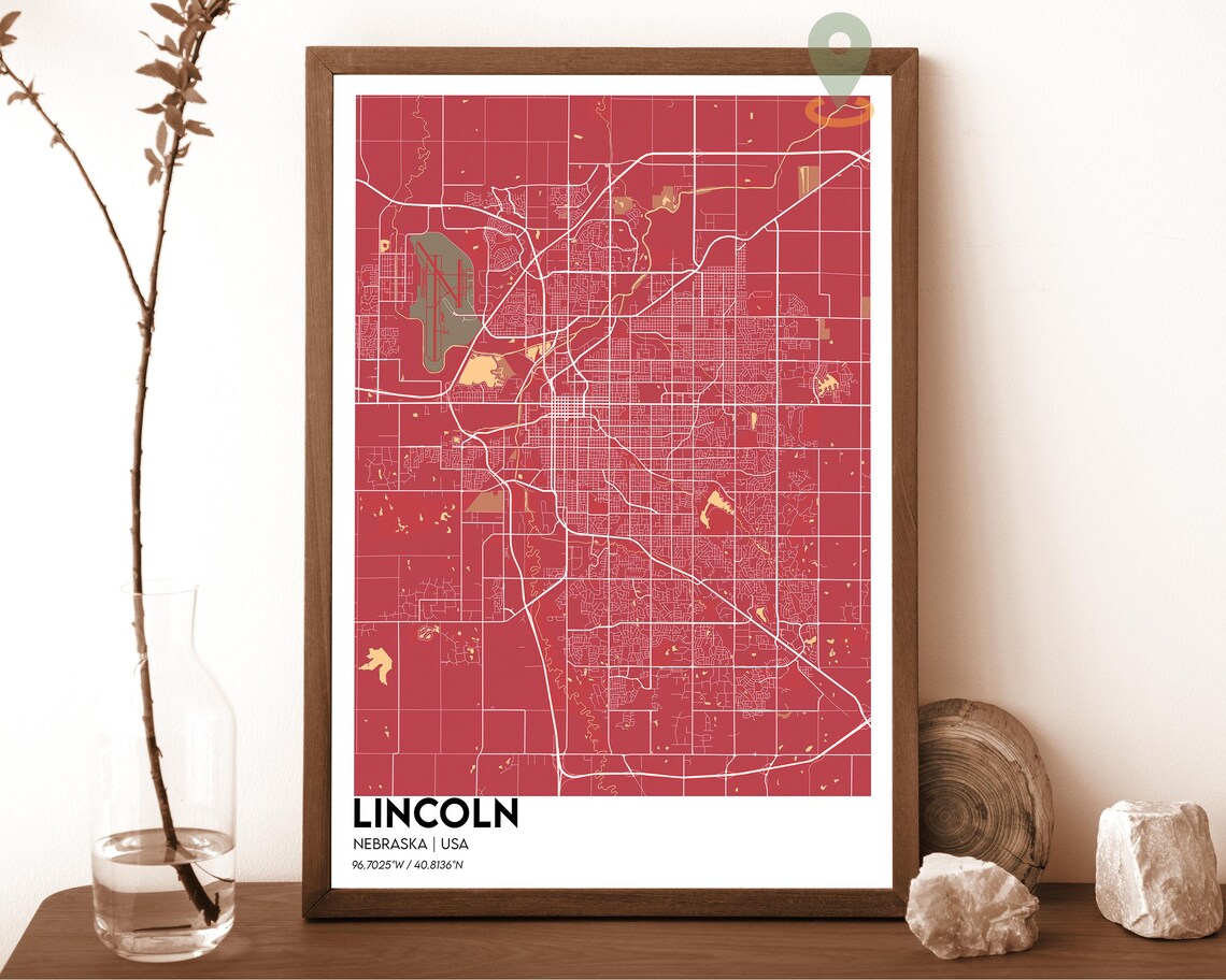 Lincoln Nebraska Black Street Map Night Grid City Art Poster - Image 4