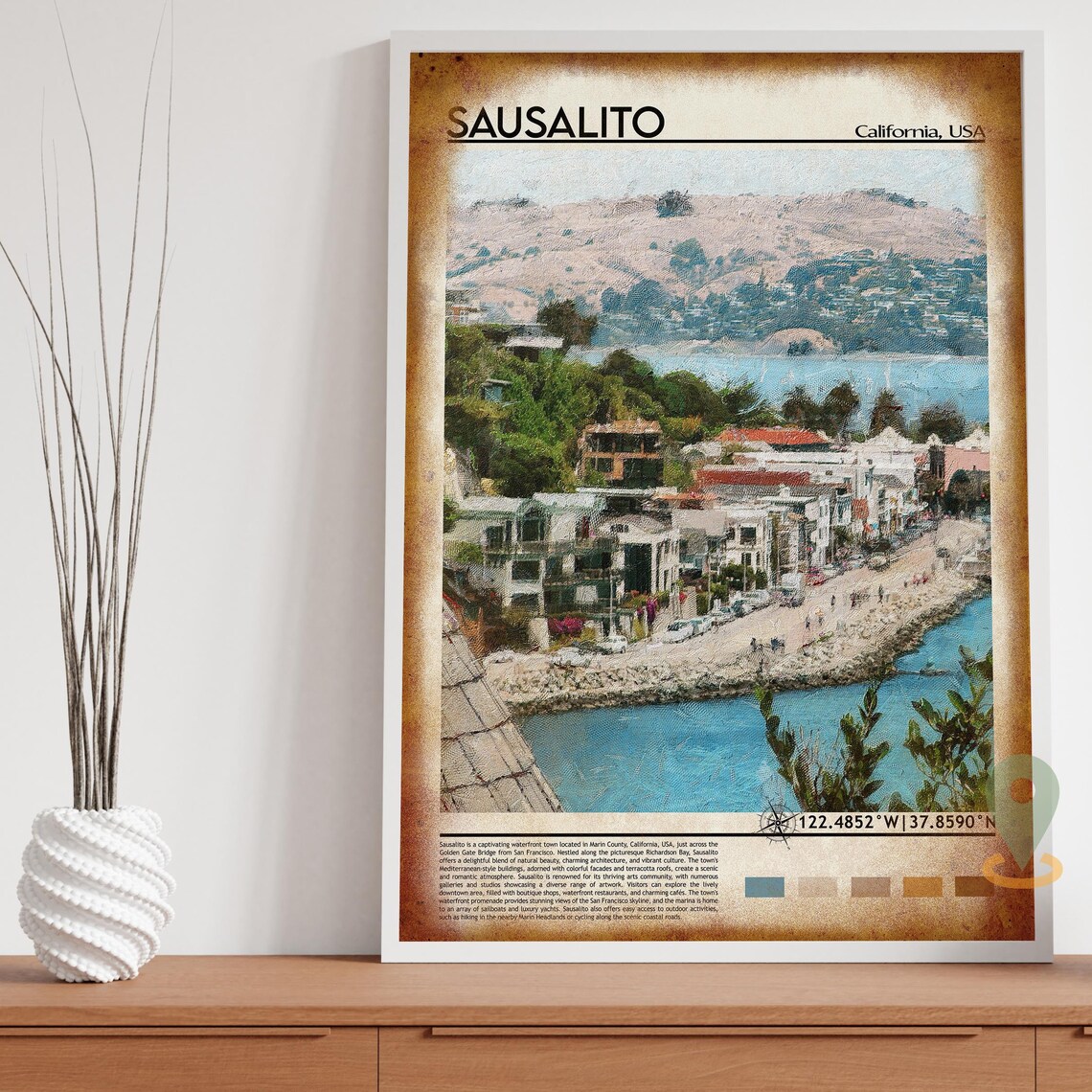 Sausalito California Waterfront Town Photo Bay Area Travel Wall Art - Image 4