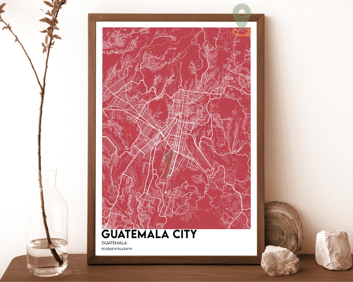 Guatemala City Blue Street Map Navy Grid Minimalist Wall Art - Image 3