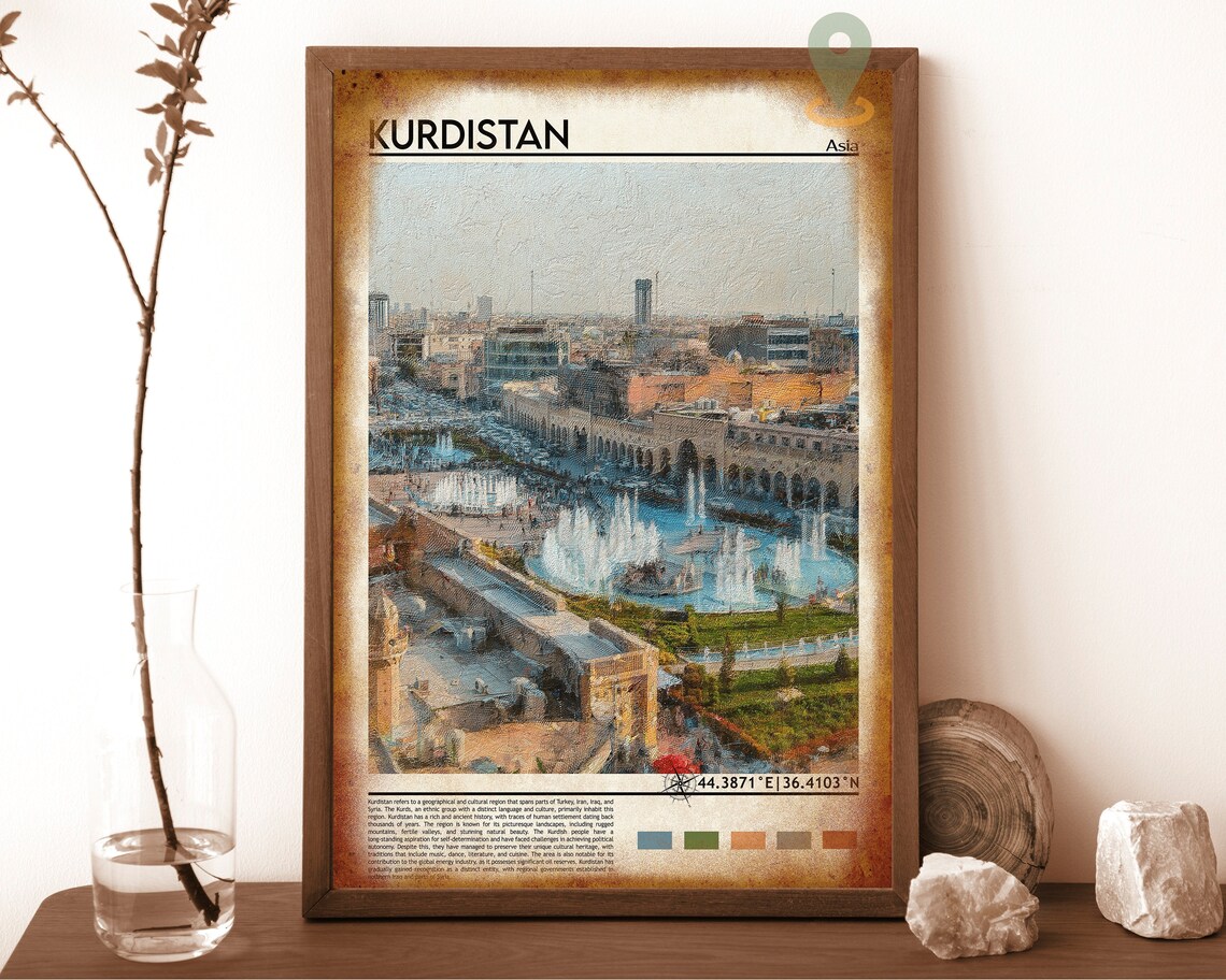 Kurdistan Asia City Plaza Dancing Fountains Stone Arcades Travel Poster - Image 6