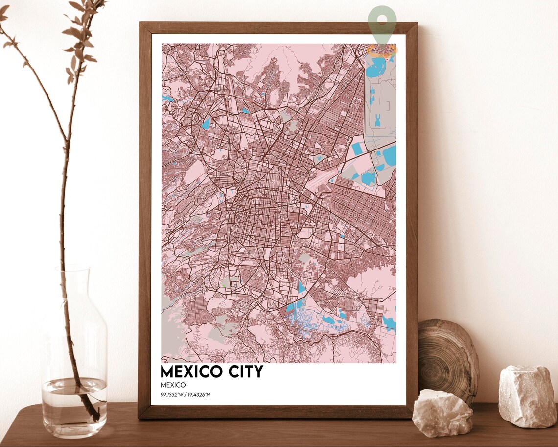 Mexico City Mexico Navy Street Map Colorful Modern Art Poster - Image 3