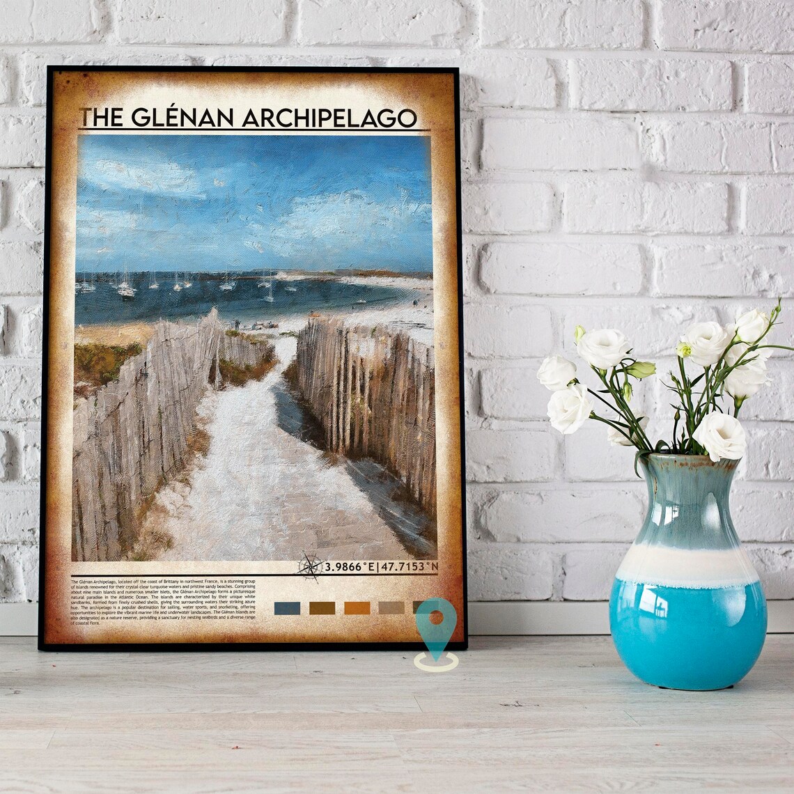 The Glenan Archipelago France Sandy Beach Sailboats Travel Poster - Image 4