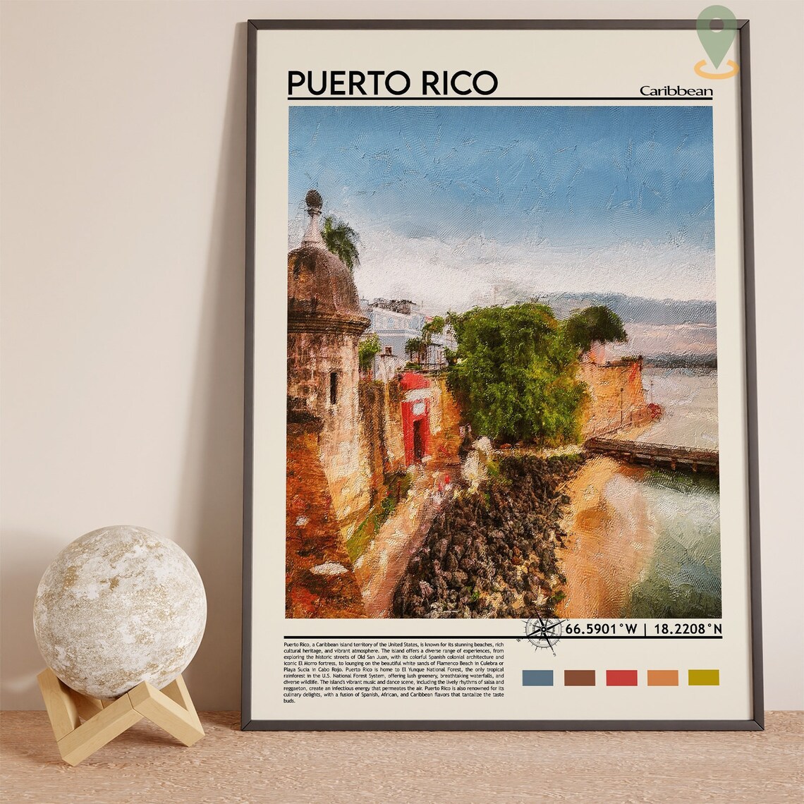 Puerto Rico Old San Juan Fort Colonial Caribbean Island Travel Poster - Image 3