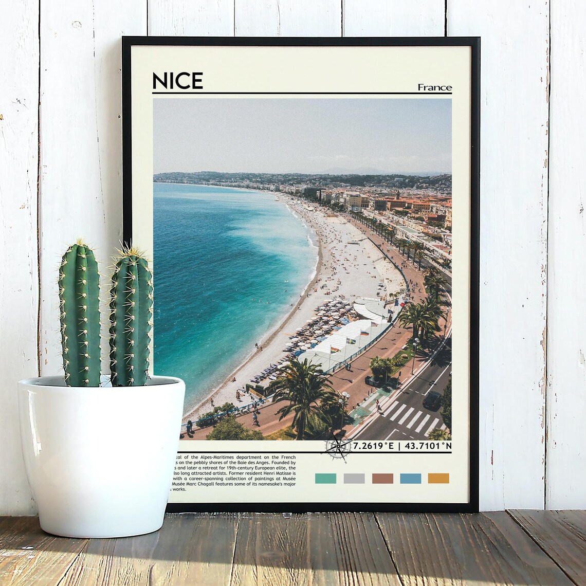 Nice France Riviera Beach Coastline Aerial Promenade Travel Poster - Image 3