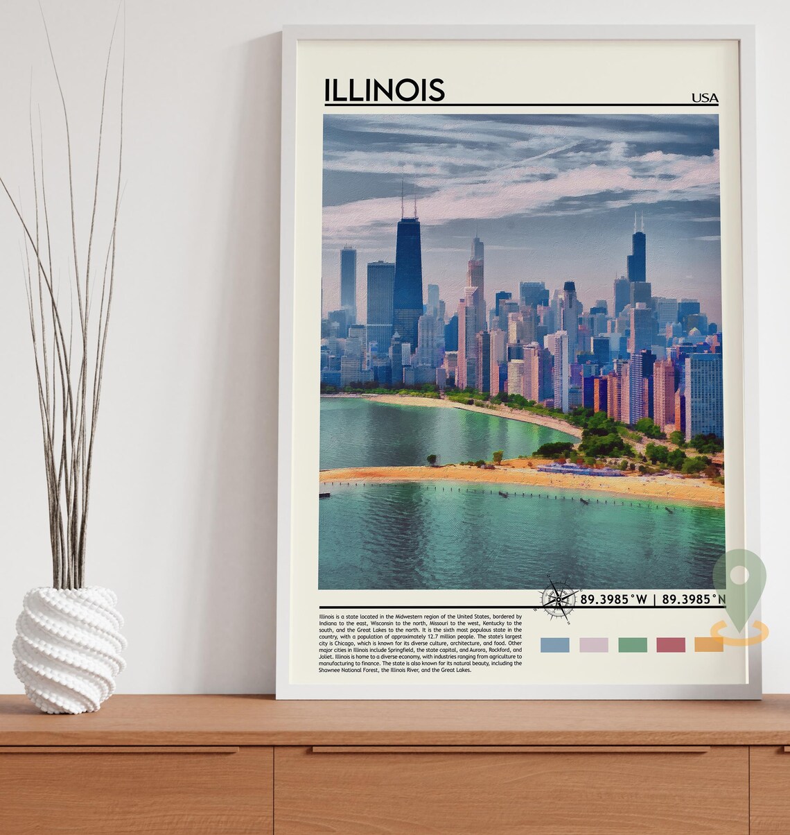 Illinois Chicago Skyline Lake Michigan Shoreline City USA Poster - Image 5