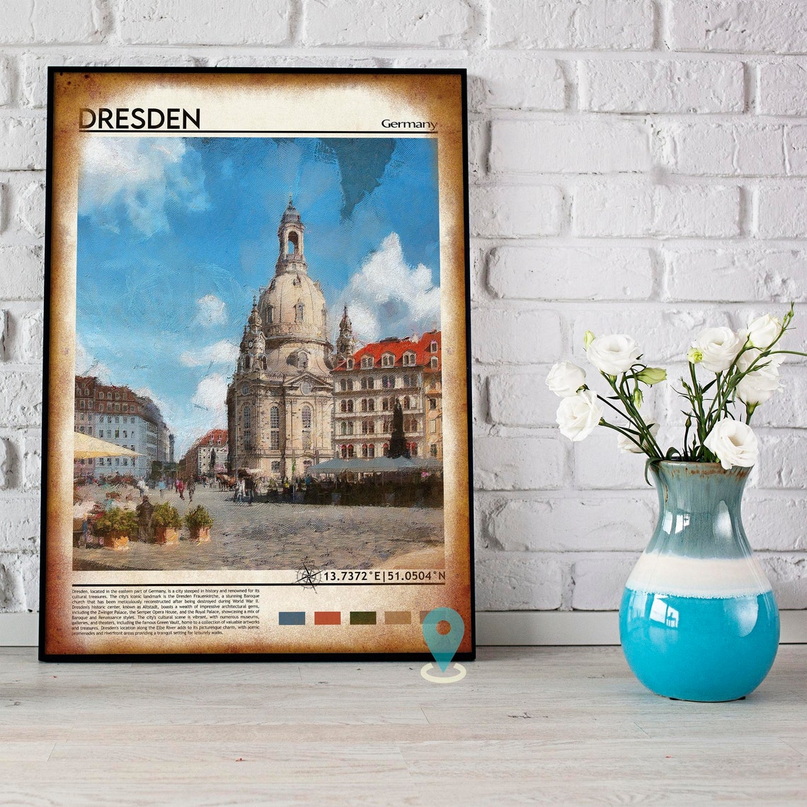 Dresden Germany Frauenkirche Baroque Dome City Square Travel Poster - Image 4