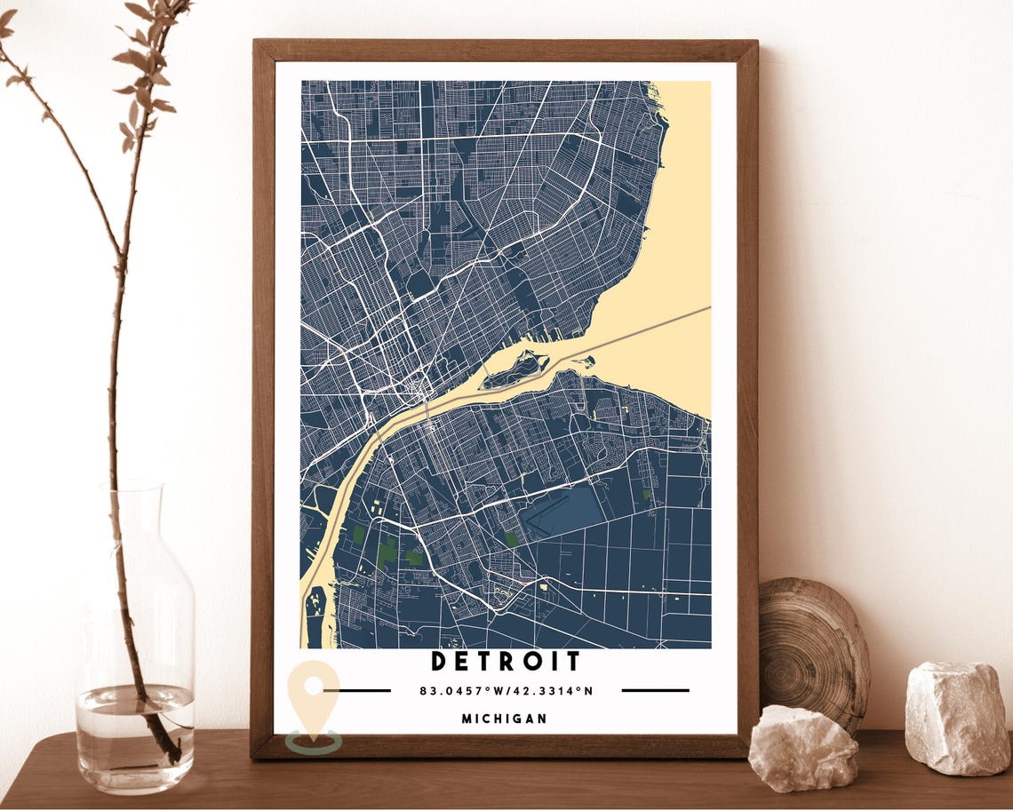 Detroit Map Detroit Map Print Detroit Wall Art Detroit Travel Poster Detroit Poster Detroit Photo Detroit City Map Detroit Michigan - Image 2